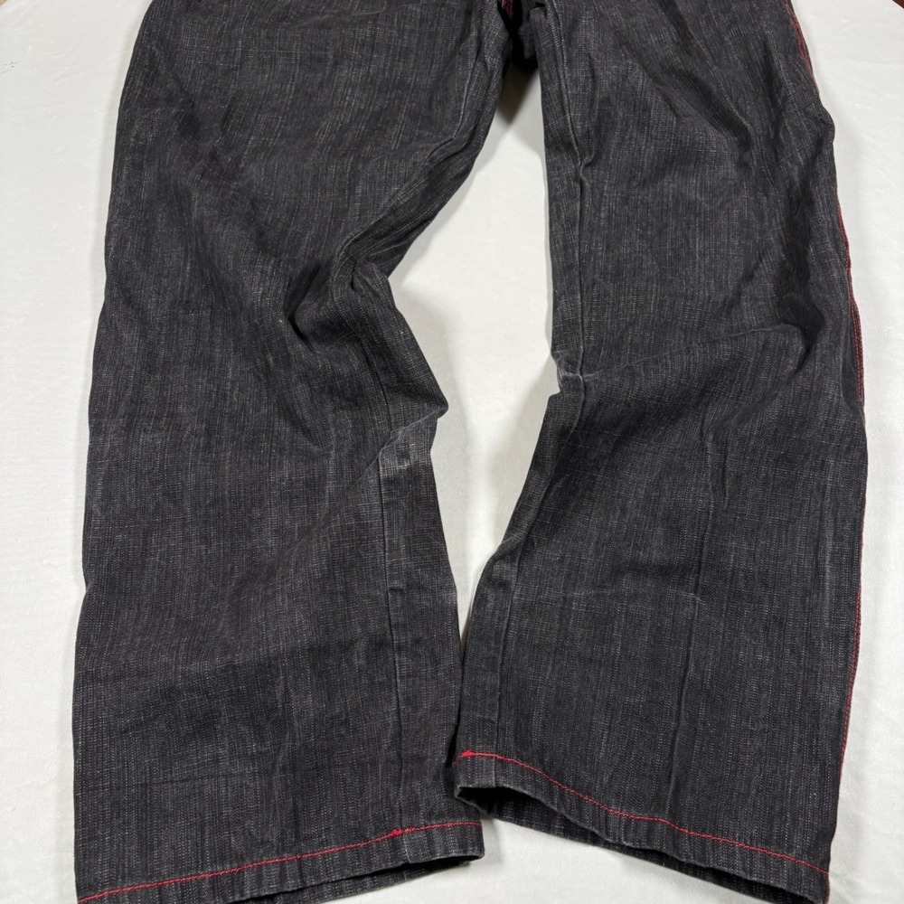 5ive Jungle & Co. Jeans Mens 40x34 Black Red Stitch Streetwear Baggy Y2K - Picture 9 of 12